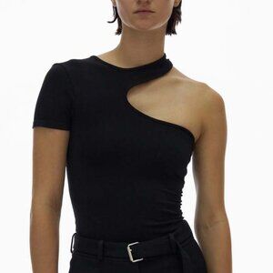 HELMUT LANG Seamless Black Jersey Cut Out Tee - XS/S - NWT